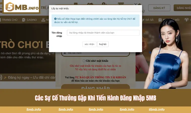 Các sự cố gián đoạn quá trình đăng nhập 5MB